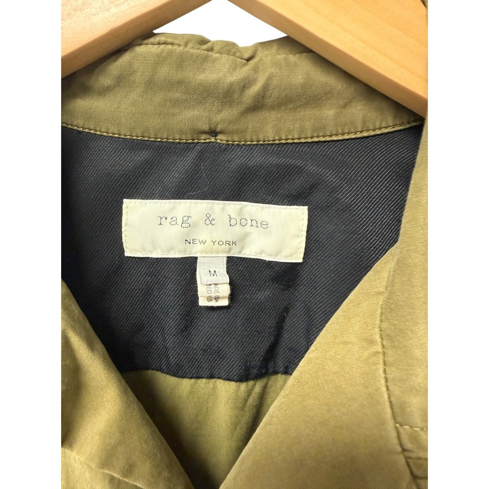 Rag & Bone Loop Collar Olive Green Short Sleeve Button Up Shirt USA Made Retro - Picture 3 of 6